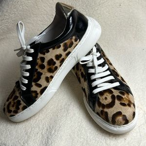 Like New Johnston & Murphy sneakers cow hide leopard print tennis shoes